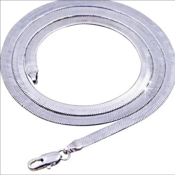 NEW 925 STERLING SILVER SNAKE FLATE NECKLACE - Picture 2 of 7